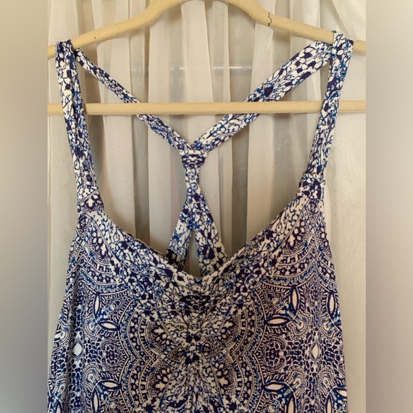 Maxi dress, size medium, blue and white floral - Picture 2 of 6